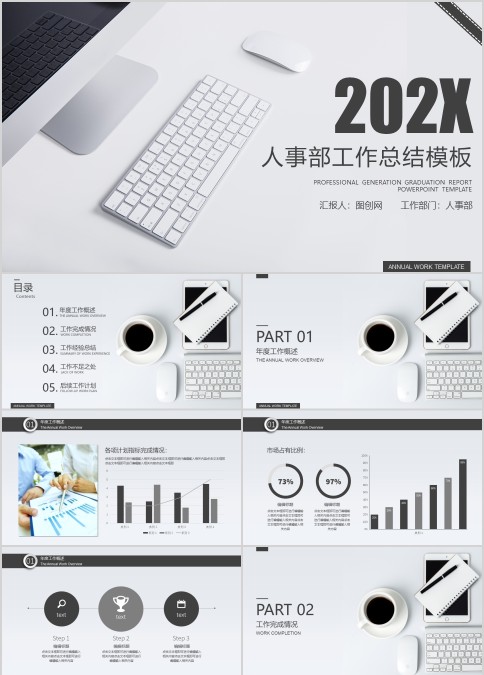 人事部工作总结模板人事述职PPT