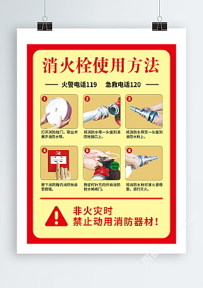 消防栓使用方法宣传海报