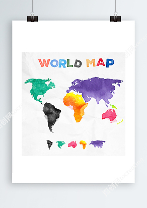 水彩风世界地图数据信息Ai图表