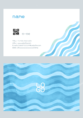 蓝白波浪清新名片