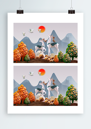 梅花鹿背景帷幕设计