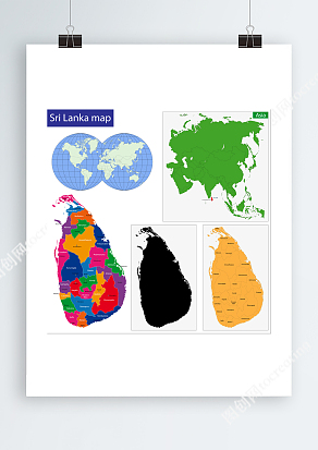 地球仪彩色斯里兰卡Ai板块地图