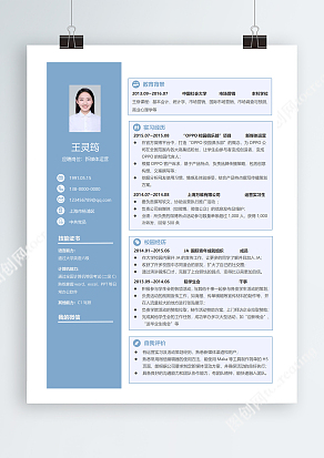 蓝色经典新媒体运营简历模板