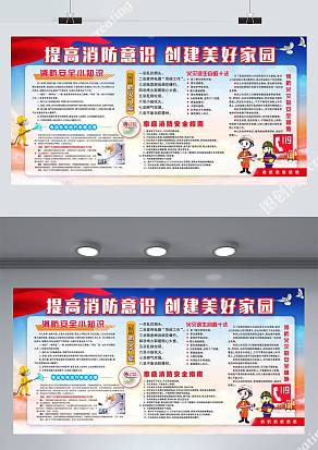 提高消防意识创建美好家园展板