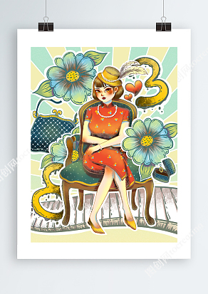 老上海复古三八妇女节海报