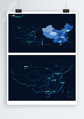 立体科技地图科技感可视化代大屏3D地图