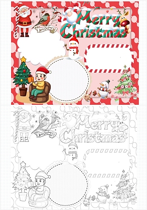 红色圣诞节英文手抄报word模板