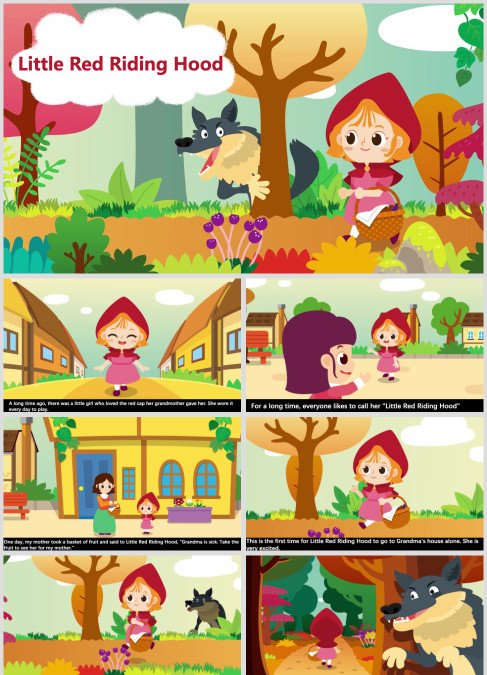 高清带音乐英语绘本故事《小红帽》