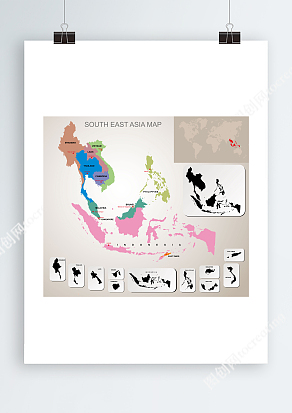 东南亚Ai矢量切割地图
