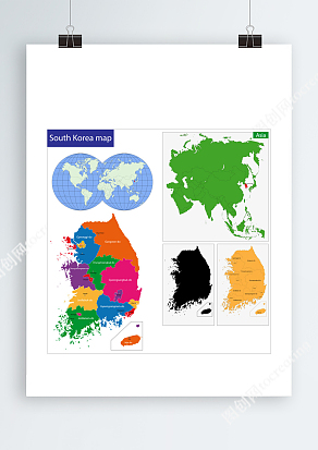 地球仪彩色韩国ai板块地图