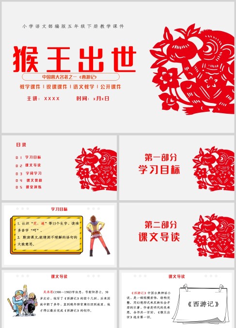 四大名著西游记之猴王出世PPT模板