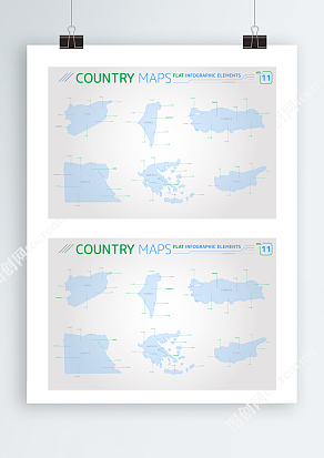 水蓝色Ai矢量各国家板块地图