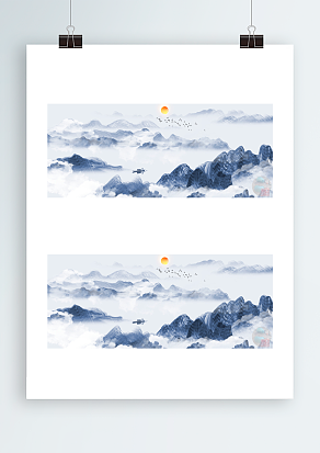 中国风山水画背景帷幕