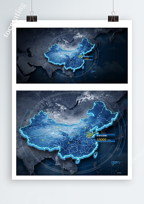立体科技地图科技感可视化代大屏3D地图