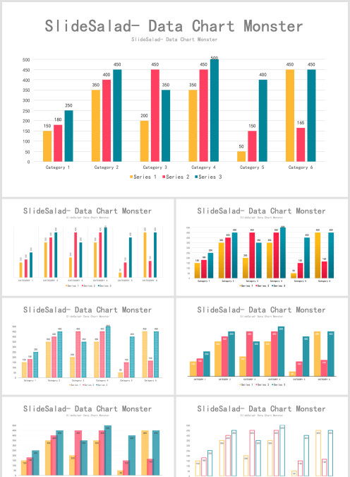 动态可视化ppt数据图表模板柱形图饼状折线统计分析素材