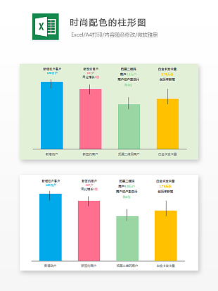 清晰易懂时尚配色的柱形图