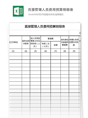 公司之际管理人员费用预算明细表excle模板