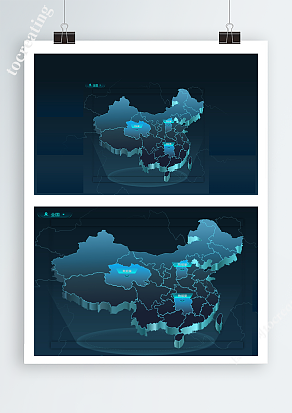 立体科技地图科技感可视化代大屏3D地图 sketch