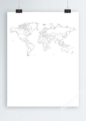 世界地图空白轮廓地图AI