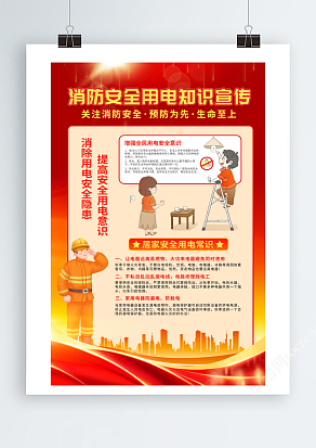 消防安全用电知识宣传海报